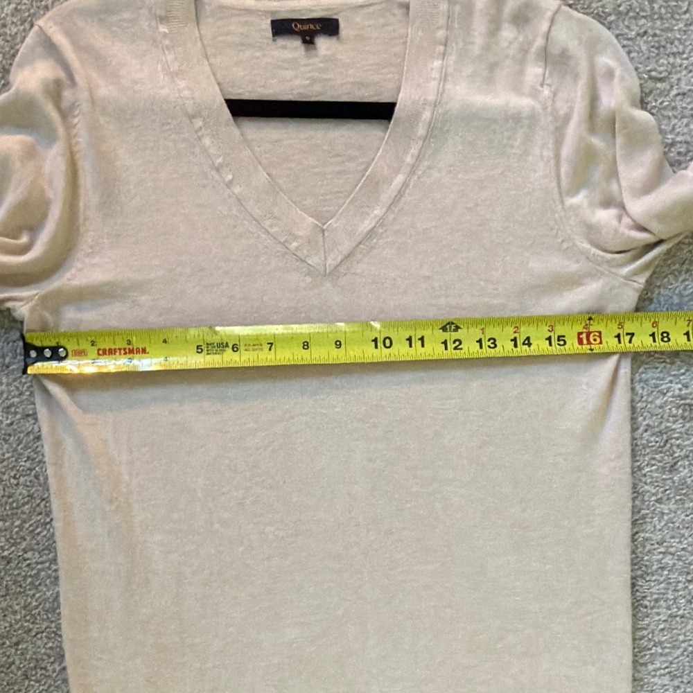 Quince‎ Womens Organic Cotton Cashmere V-Neck Sweater Oatmeal Beige Small - Picture 7 of 8